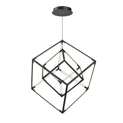 Atlas Lighting Cube Squared 17.75in LED Chandelier | Modern Matte Black | Dining Room & Living Room | 17.75 x 17.75 x 30.5 in | Model CL11143-BK