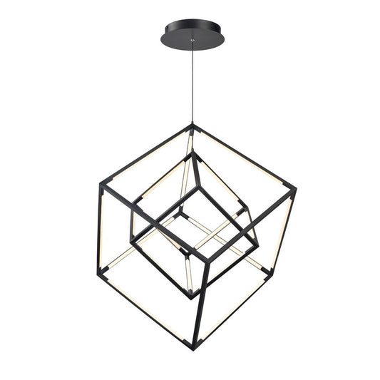 Atlas Lighting Cube Squared 17.75in LED Chandelier | Modern Matte Black | Dining Room & Living Room | 17.75 x 17.75 x 30.5 in | Model CL11143-BK