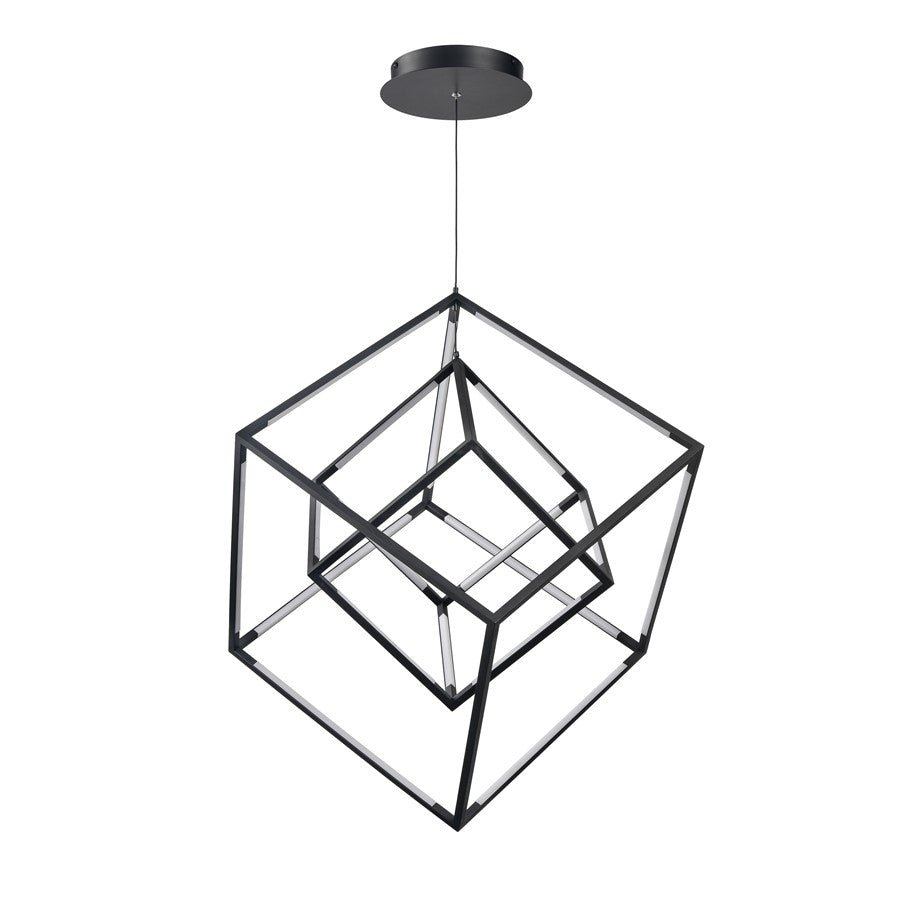 Atlas Lighting Cube Squared 17.75in LED Chandelier | Modern Matte Black | Dining Room & Living Room | 17.75 x 17.75 x 30.5 in | Model CL11143-BK