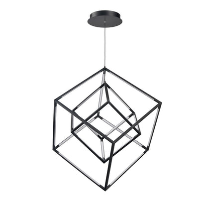 Atlas Lighting Cube Squared 17.75in LED Chandelier | Modern Matte Black | Dining Room & Living Room | 17.75 x 17.75 x 30.5 in | Model CL11143-BK
