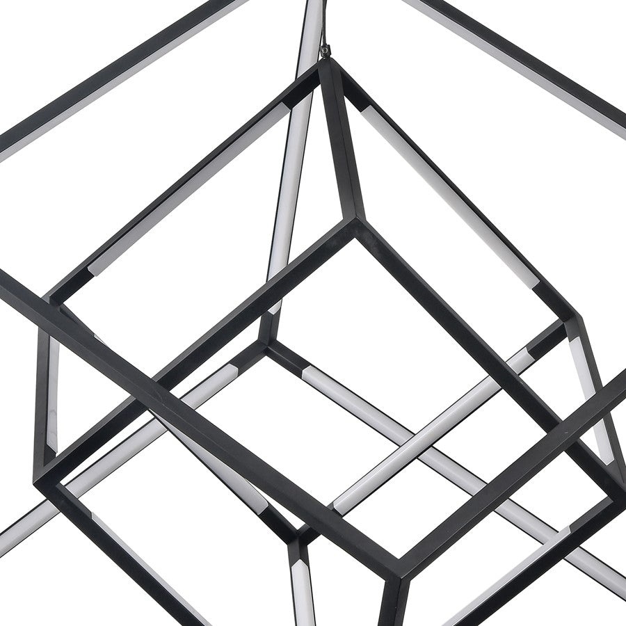 Atlas Lighting Cube Squared 17.75in LED Chandelier | Modern Matte Black | Dining Room & Living Room | 17.75 x 17.75 x 30.5 in | Model CL11143-BK