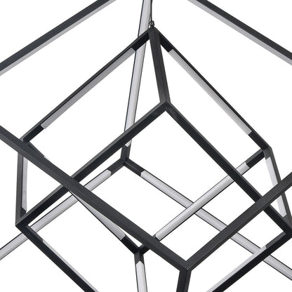 Atlas Lighting Cube Squared 17.75in LED Chandelier | Modern Matte Black | Dining Room & Living Room | 17.75 x 17.75 x 30.5 in | Model CL11143-BK