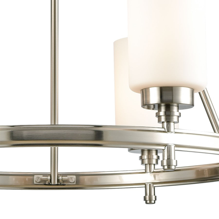 Atlas Lighting Dawson 25in 6-Light Chandelier | Transitional Satin Nickel and White Frosted Glass | Dining Room & Living Room | Model CL11144-NK