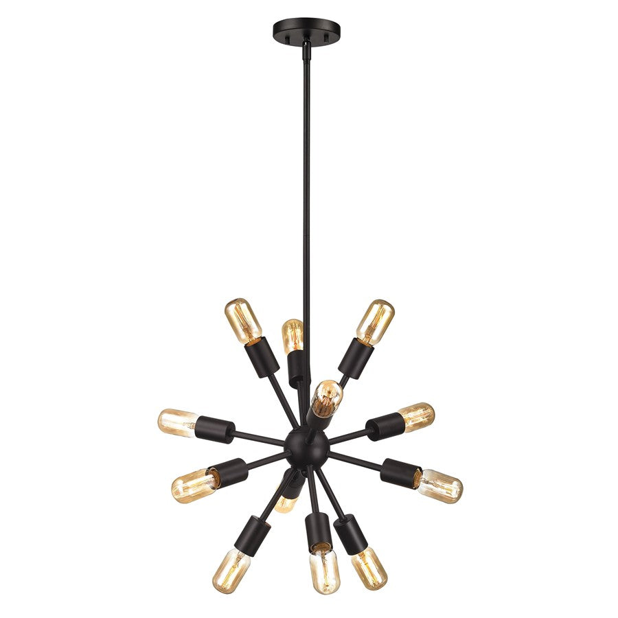 Atlas Lighting Delphine 16in 12-Light Chandelier | Modern Oil Rubbed Bronze Starburst | Dining Room & Living Room | 16 x 16 x 16 in | Model CL11146-BZ