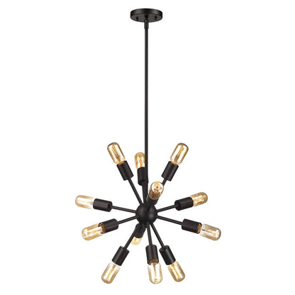 Atlas Lighting Delphine 16in 12-Light Chandelier | Modern Oil Rubbed Bronze Starburst | Dining Room & Living Room | 16 x 16 x 16 in | Model CL11146-BZ