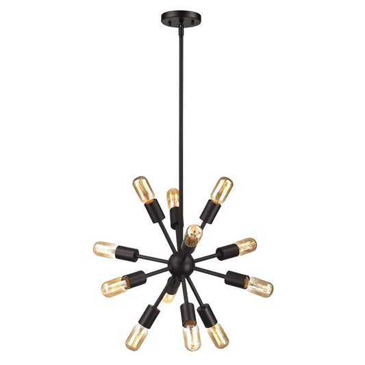 Atlas Lighting Delphine 16in 12-Light Chandelier | Modern Oil Rubbed Bronze Starburst | Dining Room & Living Room | 16 x 16 x 16 in | Model CL11146-BZ