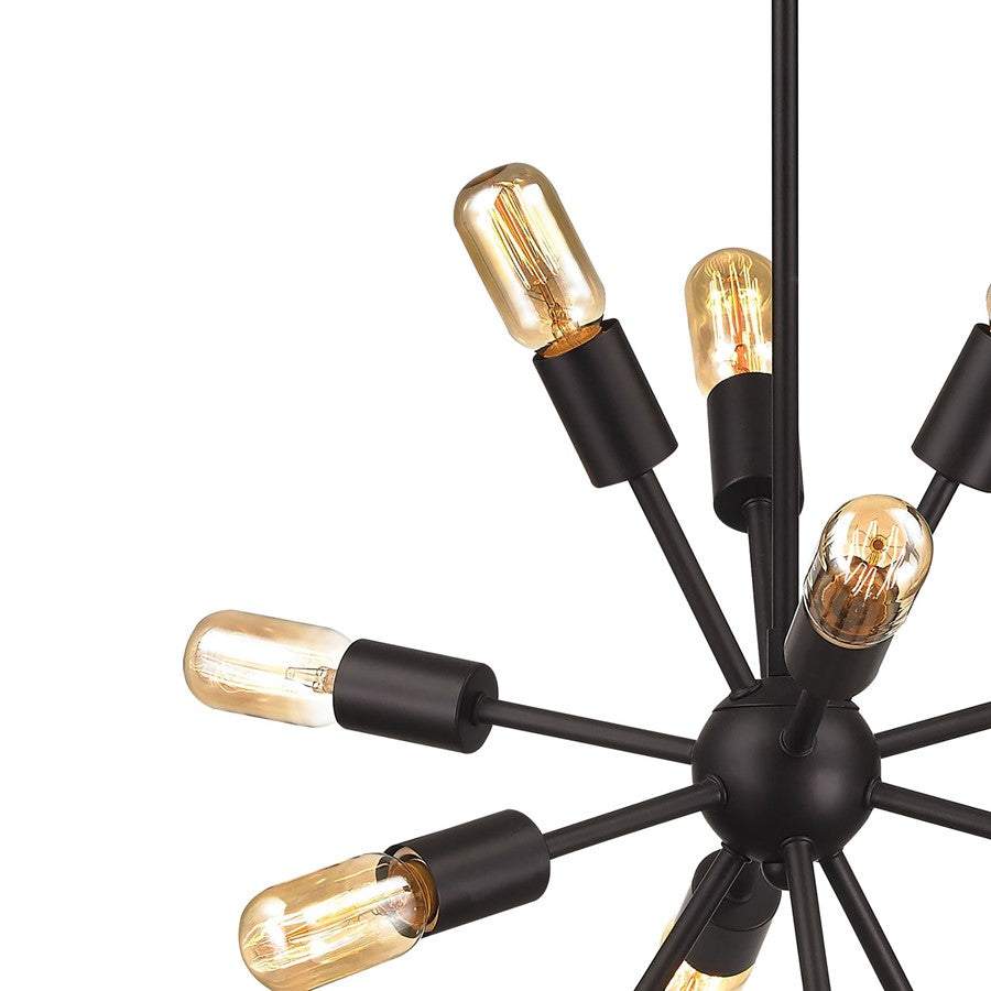 Atlas Lighting Delphine 16in 12-Light Chandelier | Modern Oil Rubbed Bronze Starburst | Dining Room & Living Room | 16 x 16 x 16 in | Model CL11146-BZ