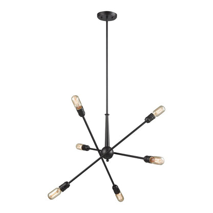 Atlas Lighting Delphine 28in 6-Light Chandelier | Modern Contemporary Oil Rubbed Bronze Metal | Dining Room & Living Room | Model CL11148-BZ