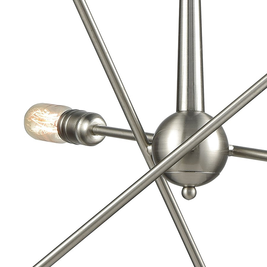 Atlas Lighting Delphine 28in 6-Light Chandelier | Modern Contemporary Satin Nickel Metal | Dining Room & Living Room | Model CL11148-NK