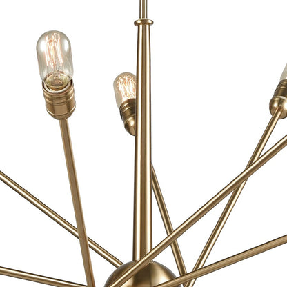 Atlas Lighting Delphine 38in 14-Light Chandelier | Modern Satin Brass Starburst | Dining Room & Living Room | 38 x 38 x 21 in | Model CL11150-BS