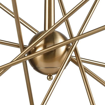 Atlas Lighting Delphine 38in 14-Light Chandelier | Modern Satin Brass Starburst | Dining Room & Living Room | 38 x 38 x 21 in | Model CL11150-BS