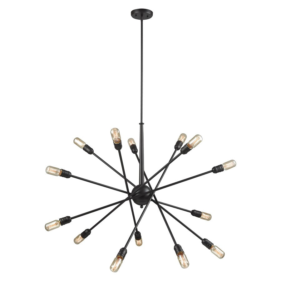 Atlas Lighting Delphine 38in 14-Light Chandelier | Modern Oil Rubbed Bronze Starburst | Dining Room & Living Room | 38 x 38 x 21 in | Model CL11150-BZ