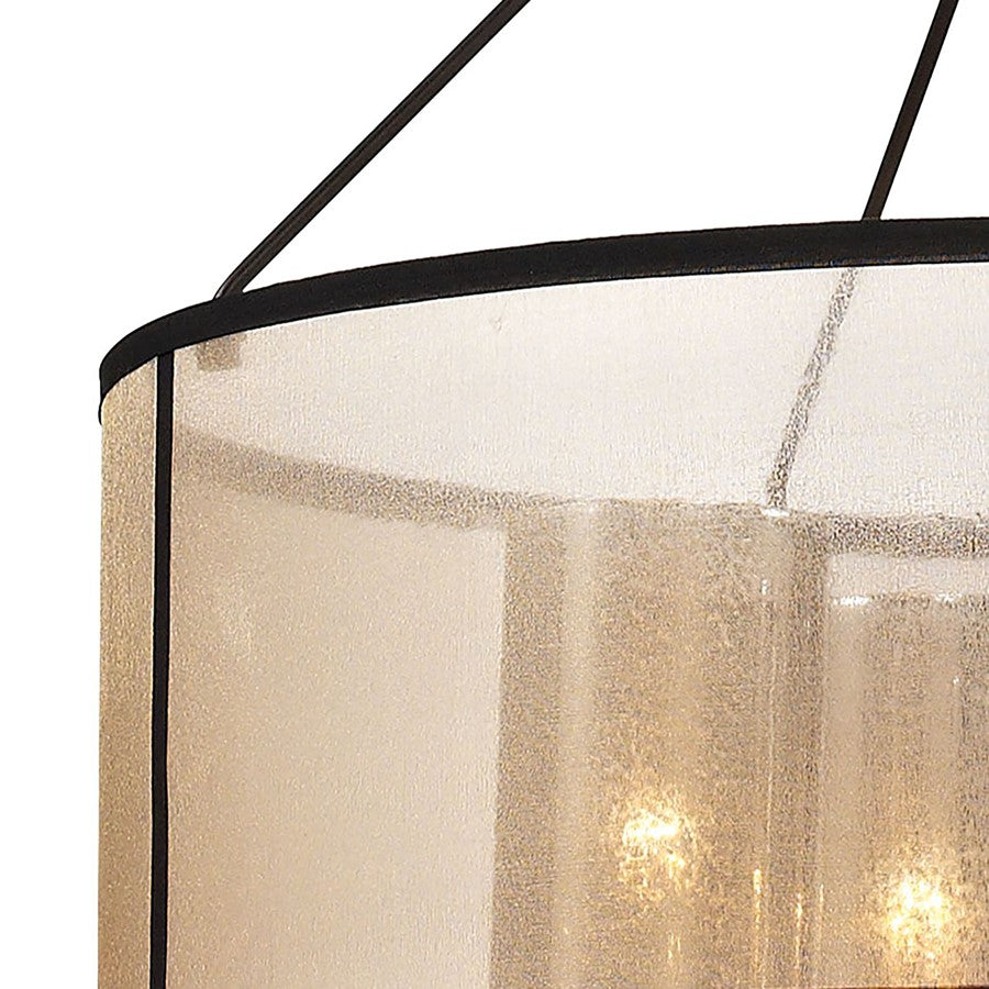 Atlas Lighting Diffusion 24in 4-Light Chandelier | Transitional Oil Rubbed Bronze and Beige Fabric Drum Shade | Dining Room | Model CL11152-BZ