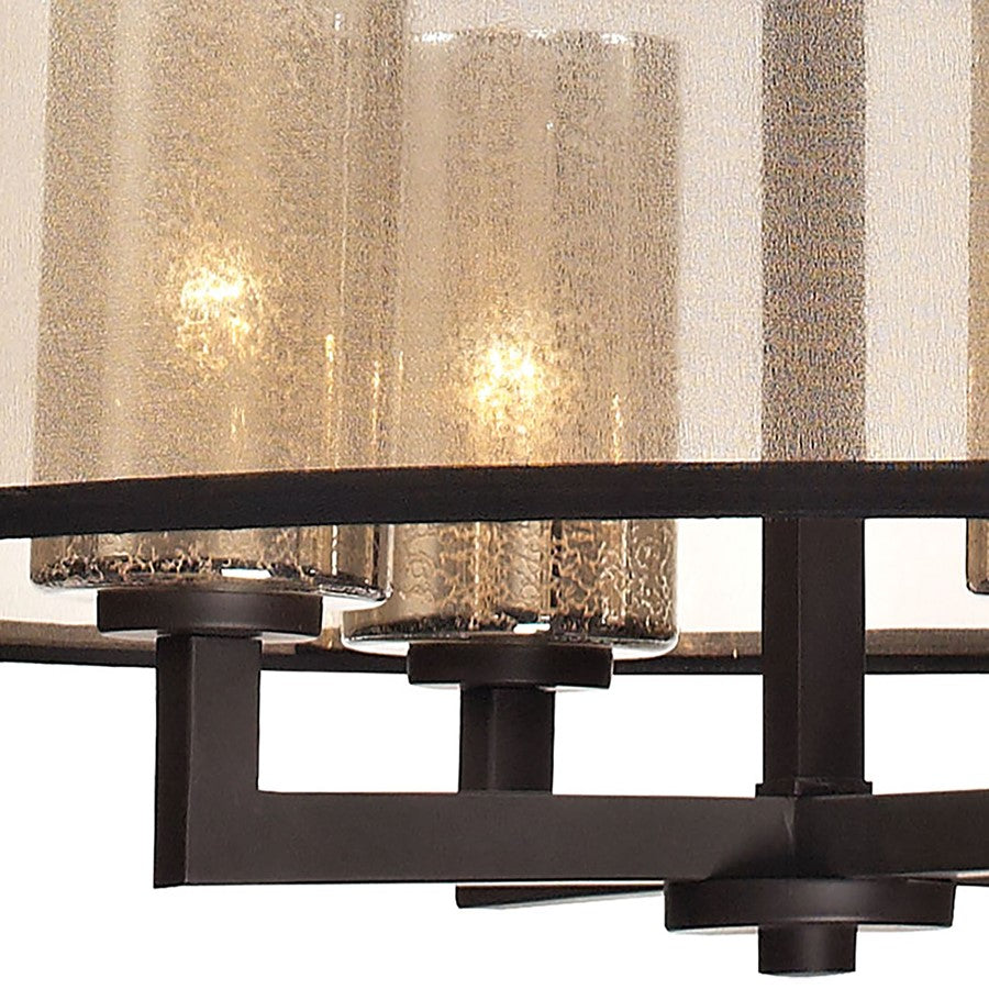 Atlas Lighting Diffusion 24in 4-Light Chandelier | Transitional Oil Rubbed Bronze and Beige Fabric Drum Shade | Dining Room | Model CL11152-BZ