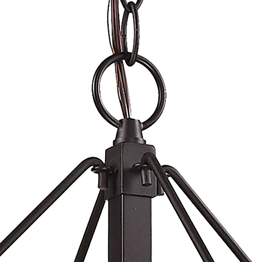 Atlas Lighting Diffusion 24in 4-Light Chandelier | Transitional Oil Rubbed Bronze and Beige Fabric Drum Shade | Dining Room | Model CL11152-BZ