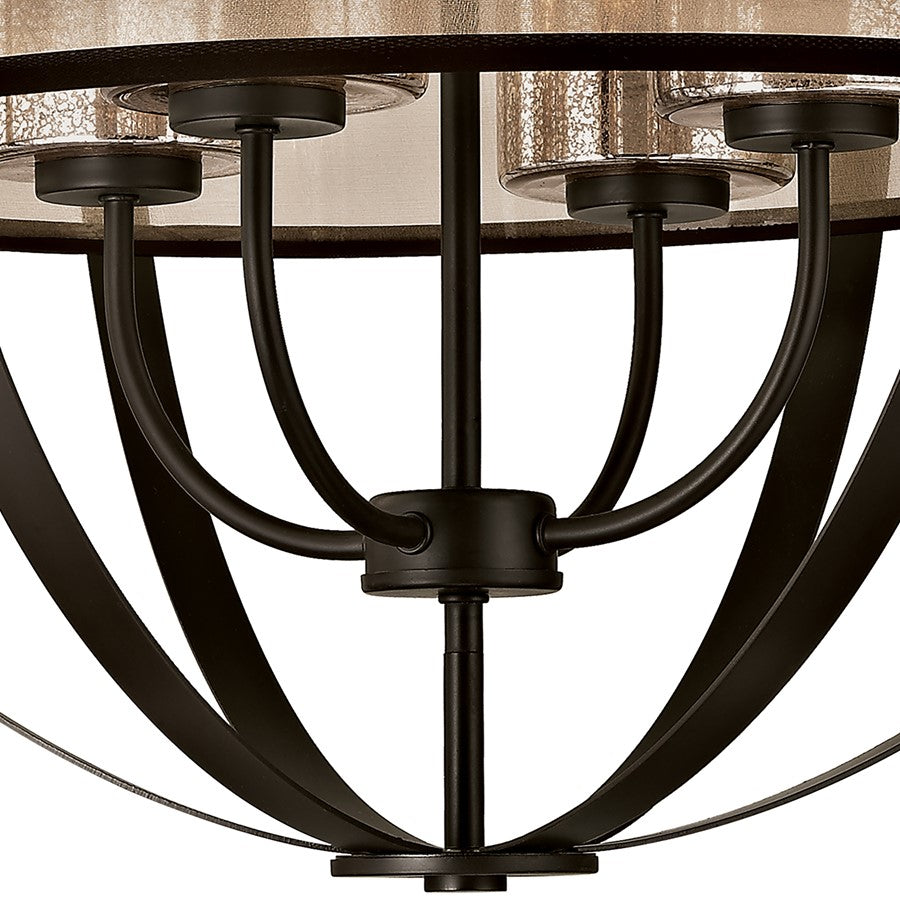 Atlas Lighting Diffusion 24in 4-Light Chandelier | Transitional Oil Rubbed Bronze and Beige Fabric Drum Shade | Dining Room | Model CL11153-BZ