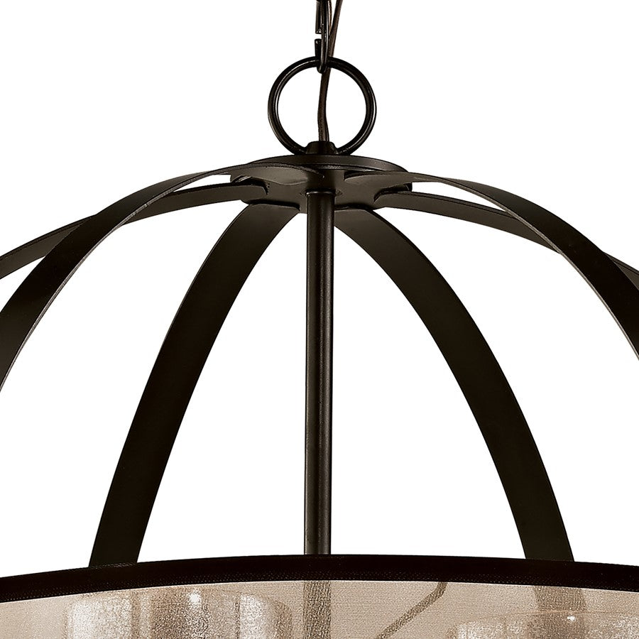 Atlas Lighting Diffusion 24in 4-Light Chandelier | Transitional Oil Rubbed Bronze and Beige Fabric Drum Shade | Dining Room | Model CL11153-BZ