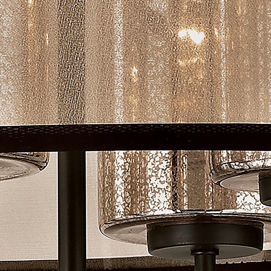 Atlas Lighting Diffusion 24in 4-Light Chandelier | Transitional Oil Rubbed Bronze and Beige Fabric Drum Shade | Dining Room | Model CL11153-BZ