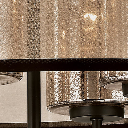 Atlas Lighting Diffusion 24in 4-Light Chandelier | Transitional Oil Rubbed Bronze and Beige Fabric Drum Shade | Dining Room | Model CL11153-BZ