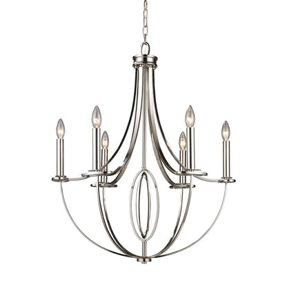 Atlas Lighting Dione 25in 6-Light Chandelier | Transitional Polished Nickel Metal | Dining Room & Living Room | 25 x 25 x 31 in | Model CL11154-NK