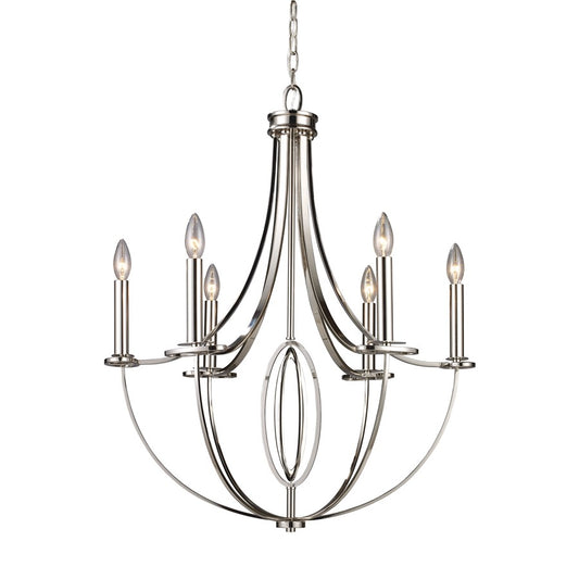 Atlas Lighting Dione 25in 6-Light Chandelier | Transitional Polished Nickel Metal | Dining Room & Living Room | 25 x 25 x 31 in | Model CL11154-NK