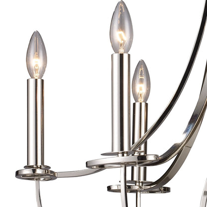 Atlas Lighting Dione 25in 6-Light Chandelier | Transitional Polished Nickel Metal | Dining Room & Living Room | 25 x 25 x 31 in | Model CL11154-NK