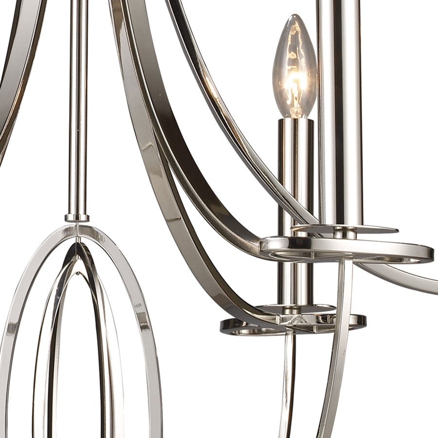 Atlas Lighting Dione 25in 6-Light Chandelier | Transitional Polished Nickel Metal | Dining Room & Living Room | 25 x 25 x 31 in | Model CL11154-NK