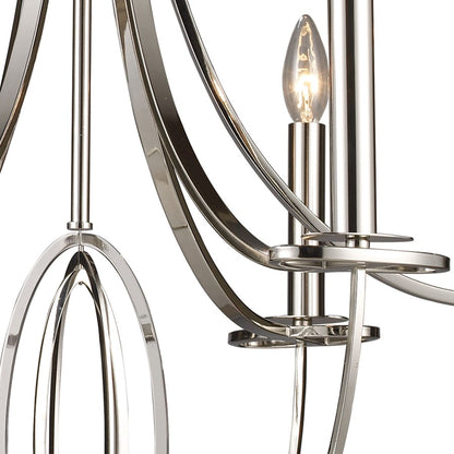 Atlas Lighting Dione 25in 6-Light Chandelier | Transitional Polished Nickel Metal | Dining Room & Living Room | 25 x 25 x 31 in | Model CL11154-NK