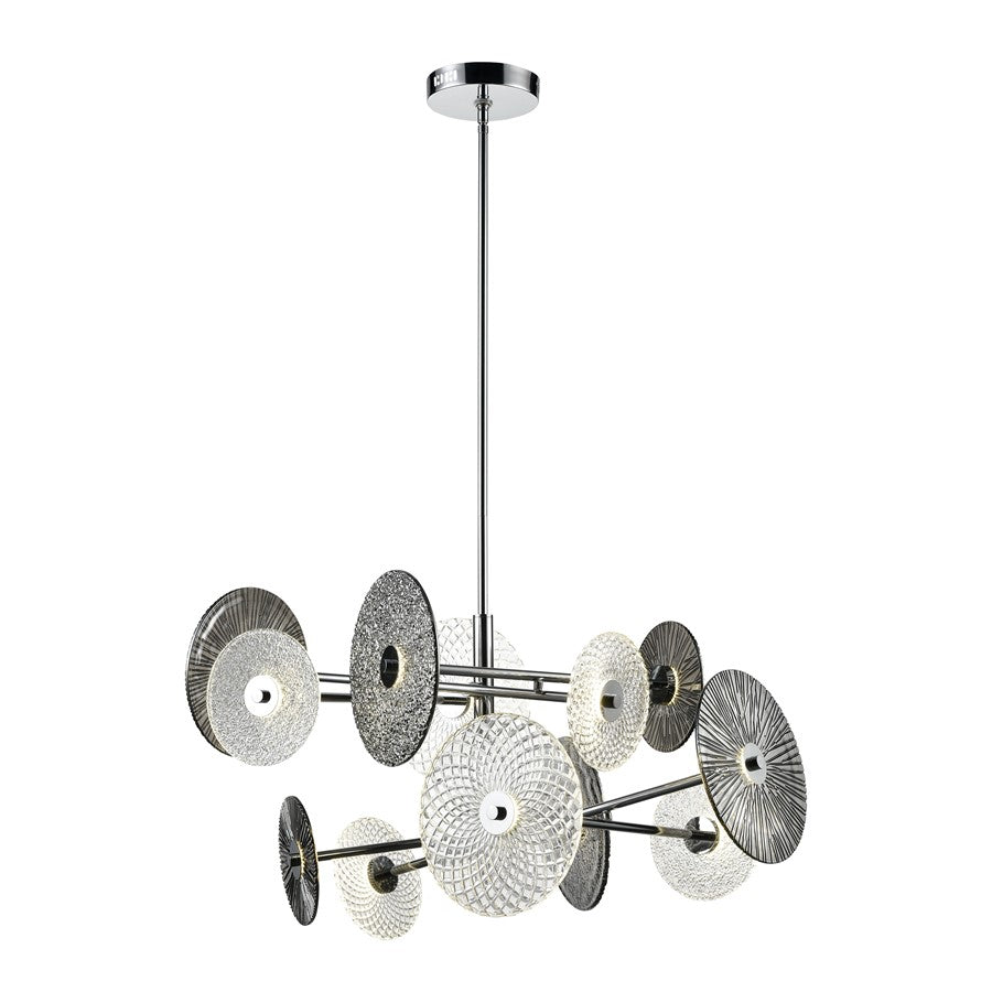 Atlas Lighting Dream Catcher 37in LED Chandelier | Modern Chrome and Smoked Glass | Entryway & Living Room | 37 x 26 x 25 in | Model CL11157-CH