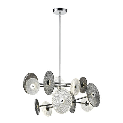 Atlas Lighting Dream Catcher 37in LED Chandelier | Modern Chrome and Smoked Glass | Entryway & Living Room | 37 x 26 x 25 in | Model CL11157-CH
