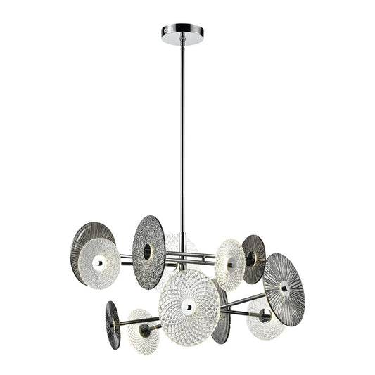 Atlas Lighting Dream Catcher 37in LED Chandelier | Modern Chrome and Smoked Glass | Entryway & Living Room | 37 x 26 x 25 in | Model CL11157-CH