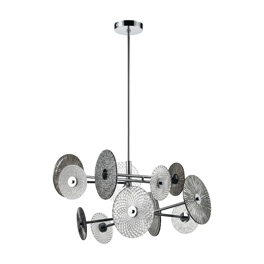 Atlas Lighting Dream Catcher 37in LED Chandelier | Modern Chrome and Smoked Glass | Entryway & Living Room | 37 x 26 x 25 in | Model CL11157-CH