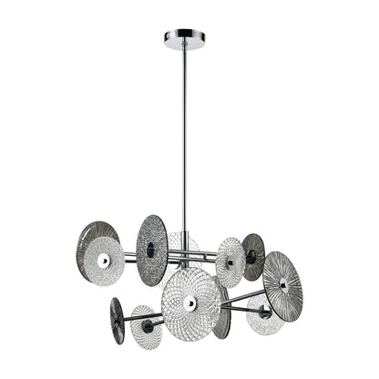Atlas Lighting Dream Catcher 37in LED Chandelier | Modern Chrome and Smoked Glass | Entryway & Living Room | 37 x 26 x 25 in | Model CL11157-CH