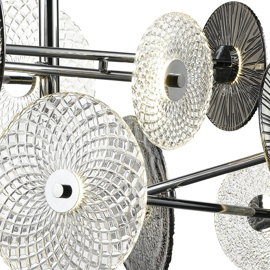 Atlas Lighting Dream Catcher 37in LED Chandelier | Modern Chrome and Smoked Glass | Entryway & Living Room | 37 x 26 x 25 in | Model CL11157-CH