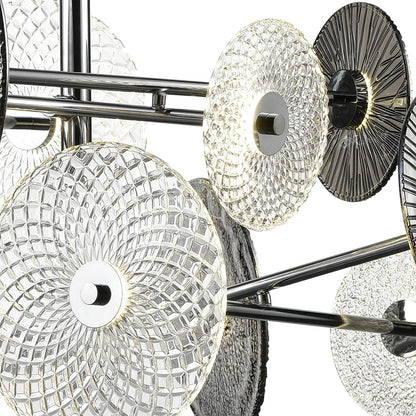 Atlas Lighting Dream Catcher 37in LED Chandelier | Modern Chrome and Smoked Glass | Entryway & Living Room | 37 x 26 x 25 in | Model CL11157-CH