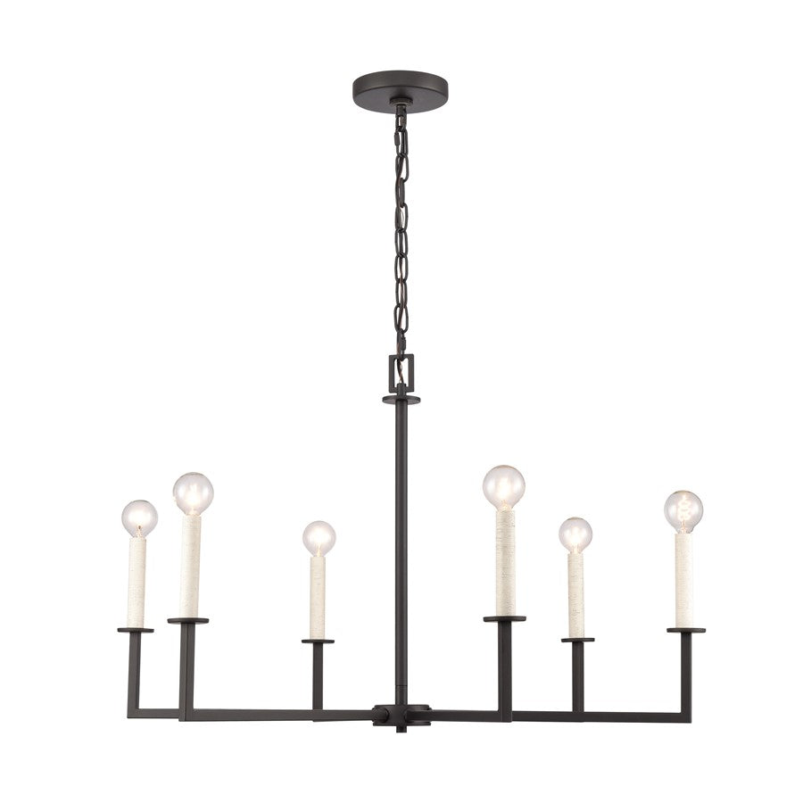 Atlas Lighting Dunne 30in 6-Light Chandelier | Transitional Matte Black Metal | Dining Room & Living Room | 30 x 30 x 19 in | Model CL11158-BK