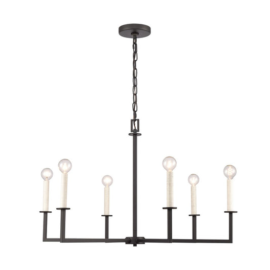 Atlas Lighting Dunne 30in 6-Light Chandelier | Transitional Matte Black Metal | Dining Room & Living Room | 30 x 30 x 19 in | Model CL11158-BK