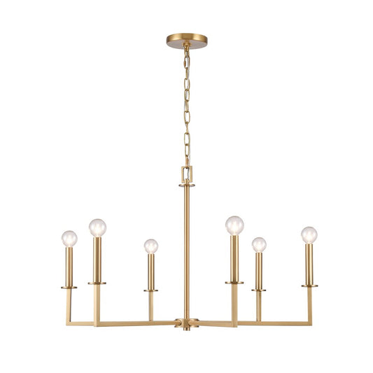 Atlas Lighting Dunne 30in 6-Light Chandelier | Transitional Lacquered Brass Metal | Dining Room & Living Room | 30 x 30 x 19 in | Model CL11158-BS