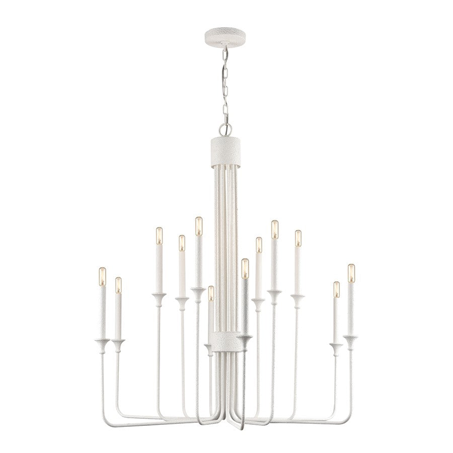 Atlas Lighting Edward 36in 12-Light Chandelier | Traditional Matte White Metal | Dining Room & Living Room | 36 x 36 x 38 in | Model CL11159-WH