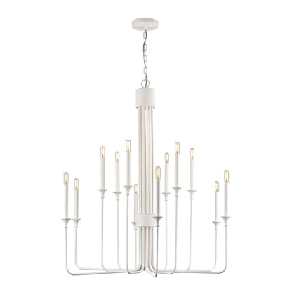 Atlas Lighting Edward 36in 12-Light Chandelier | Traditional Matte White Metal | Dining Room & Living Room | 36 x 36 x 38 in | Model CL11159-WH