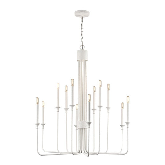 Atlas Lighting Edward 36in 12-Light Chandelier | Traditional Matte White Metal | Dining Room & Living Room | 36 x 36 x 38 in | Model CL11159-WH