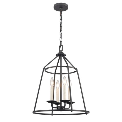 Atlas Lighting Ellisville 17in 4-Light Chandelier | Transitional Matte Black Metal | Dining Room & Kitchen Island | 17 x 17 x 22 in | Model CL11161-BK
