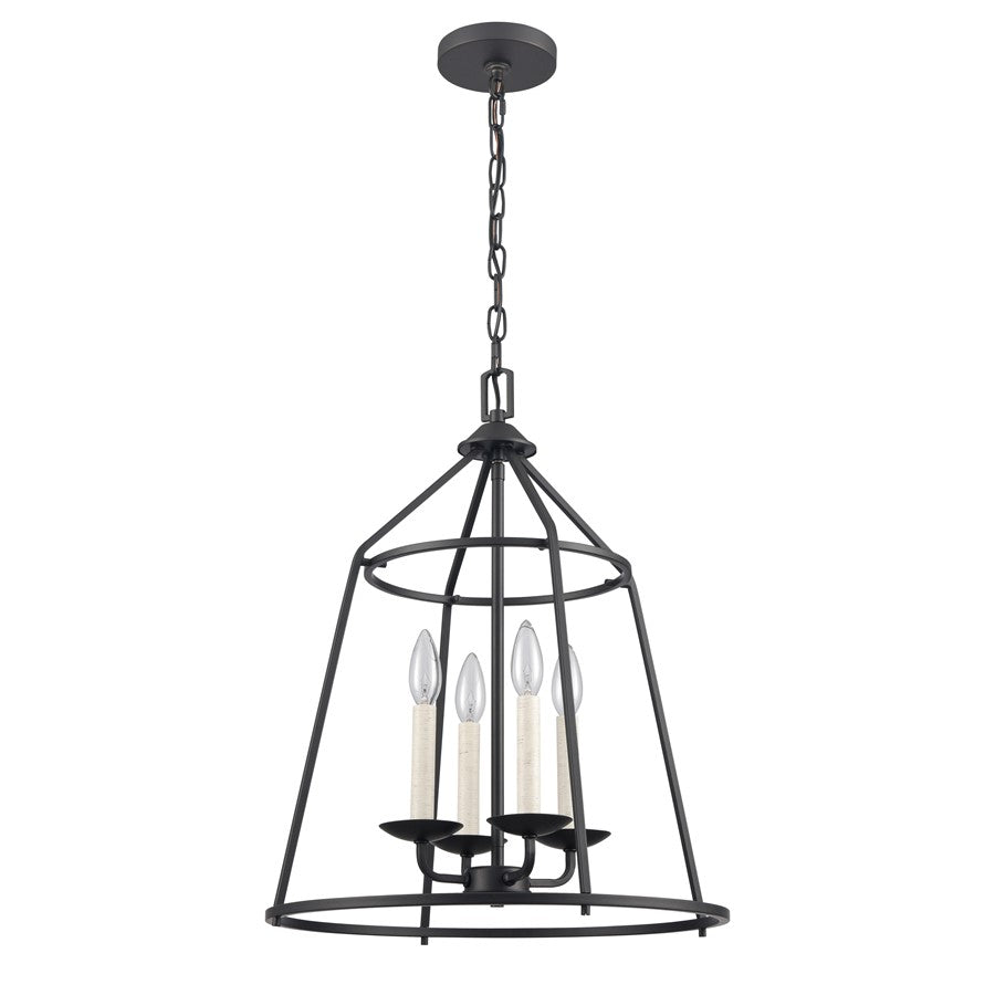 Atlas Lighting Ellisville 17in 4-Light Chandelier | Transitional Matte Black Metal | Dining Room & Kitchen Island | 17 x 17 x 22 in | Model CL11161-BK