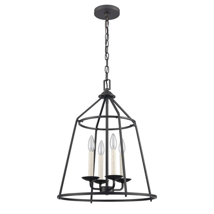 Atlas Lighting Ellisville 17in 4-Light Chandelier | Transitional Matte Black Metal | Dining Room & Kitchen Island | 17 x 17 x 22 in | Model CL11161-BK