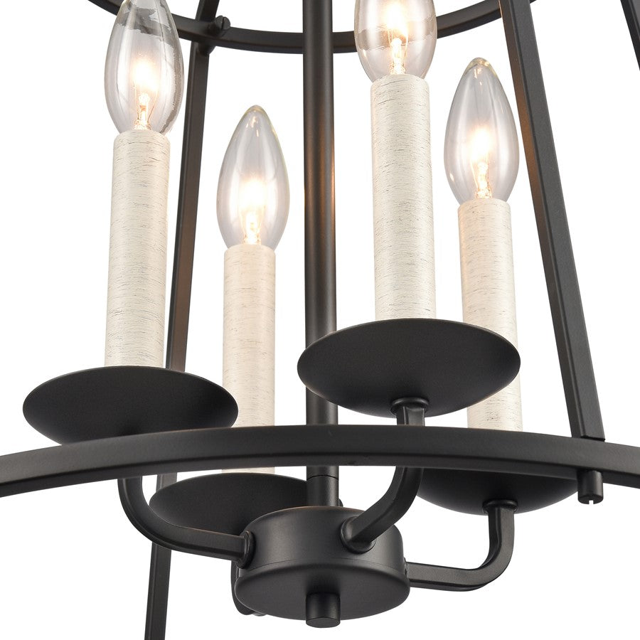 Atlas Lighting Ellisville 17in 4-Light Chandelier | Transitional Matte Black Metal | Dining Room & Kitchen Island | 17 x 17 x 22 in | Model CL11161-BK