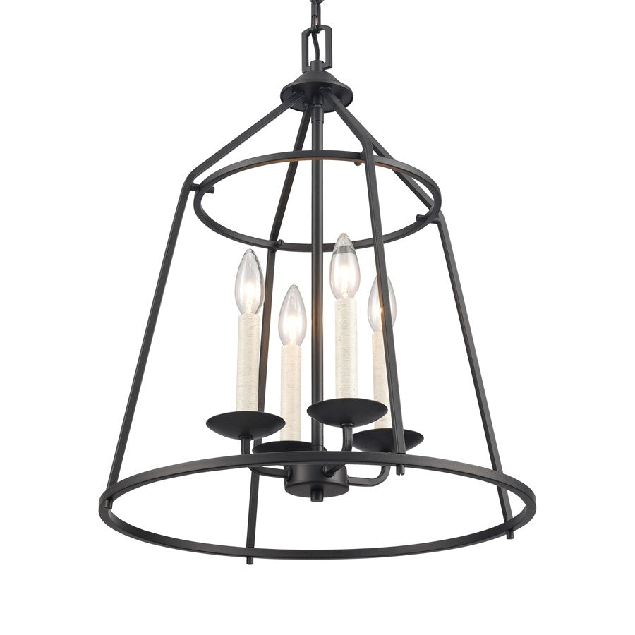 Atlas Lighting Ellisville 17in 4-Light Chandelier | Transitional Matte Black Metal | Dining Room & Kitchen Island | 17 x 17 x 22 in | Model CL11161-BK