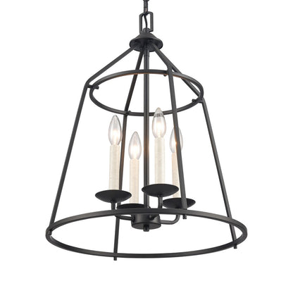 Atlas Lighting Ellisville 17in 4-Light Chandelier | Transitional Matte Black Metal | Dining Room & Kitchen Island | 17 x 17 x 22 in | Model CL11161-BK
