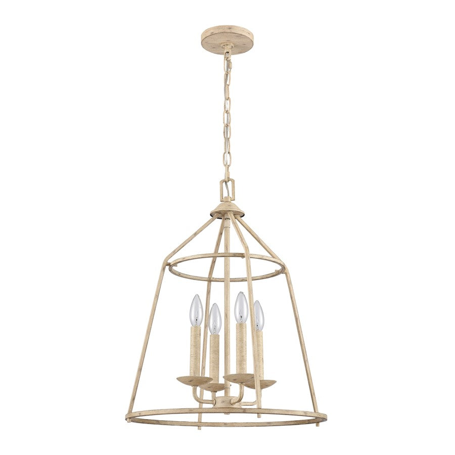 Atlas Lighting Ellisville 17in 4-Light Chandelier | Transitional Antique Cream Metal | Dining Room & Kitchen Island | Model CL11161-CR