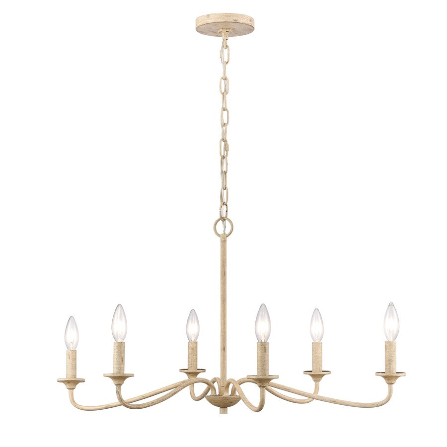 Atlas Lighting Ellisville 30in 6-Light Chandelier | Transitional Antique Cream Metal | Dining Room & Kitchen Island | Model CL11162-CR