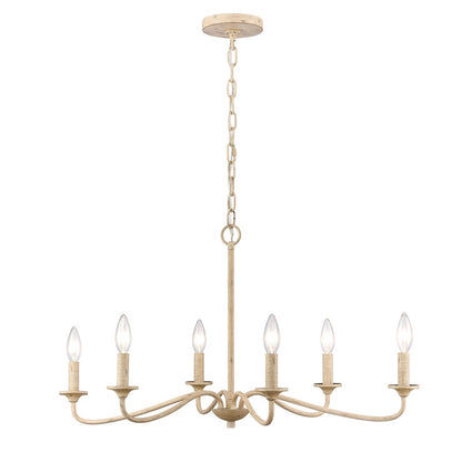 Atlas Lighting Ellisville 30in 6-Light Chandelier | Transitional Antique Cream Metal | Dining Room & Kitchen Island | Model CL11162-CR